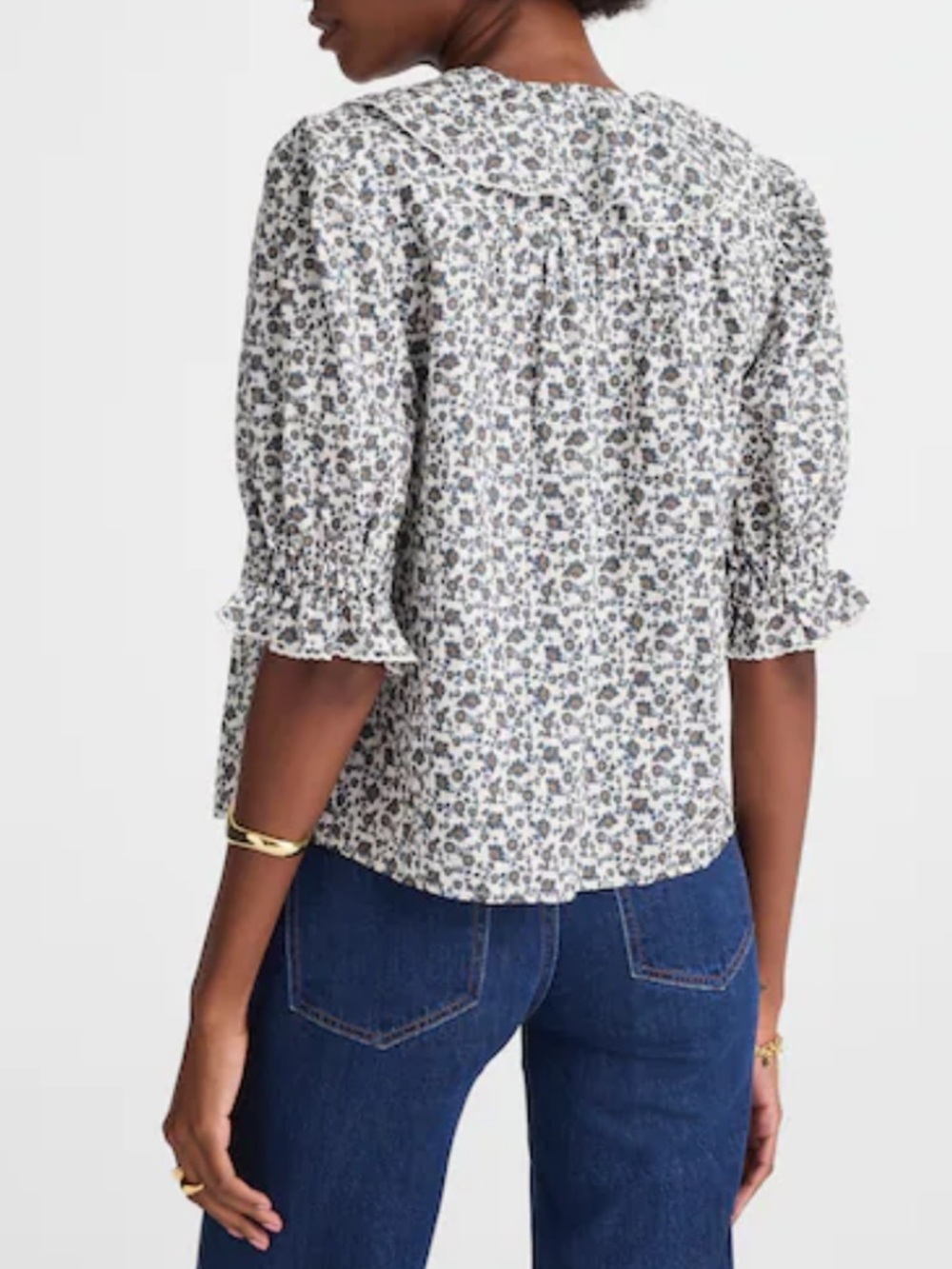 Madewell Ruffled Pintuck Puff-Sleeve Top - Picture 3 of 5
